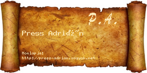 Press Adrián névjegykártya